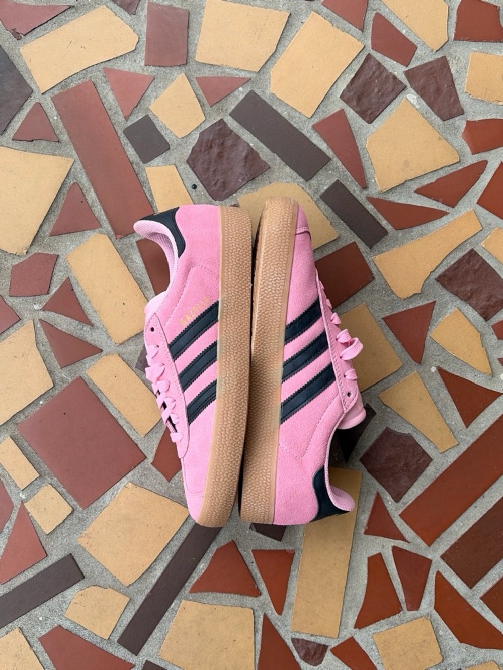 Adidas Gazelle Suede Sneakers in Pink with Black Stripes